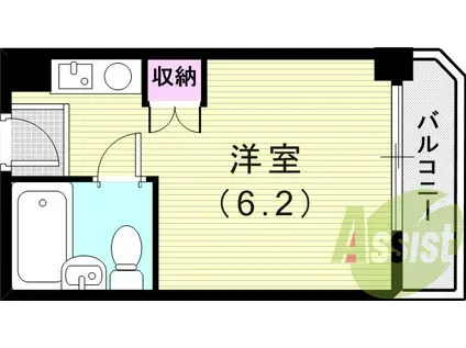 カサベラ神戸(ワンルーム/11階)の間取り写真