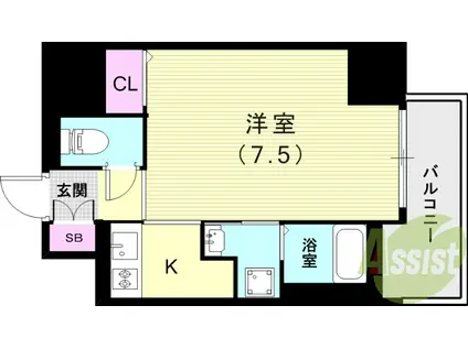 MJC神戸ブレイヴ(1K/4階)の間取り写真