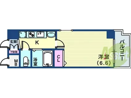 エステムコート三宮イーストⅡリベルテ(1K/1階)の間取り写真