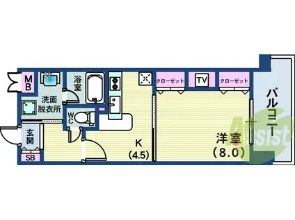 インペリアル新神戸(1DK/3階)の間取り写真
