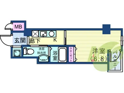 クレアール神戸(1K/9階)の間取り写真