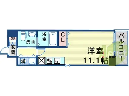 カスタリア三宮(ワンルーム/8階)の間取り写真