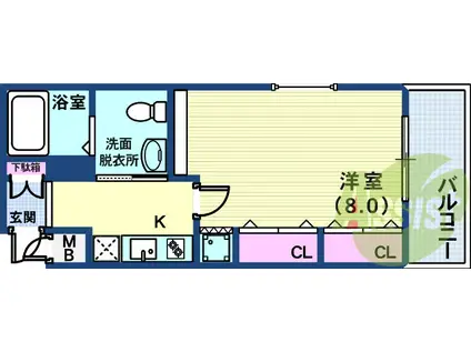MS三宮(1K/4階)の間取り写真