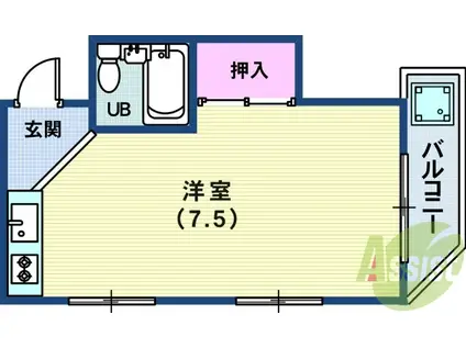 KMSコート(ワンルーム/4階)の間取り写真