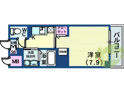 ジアコスモ神戸三宮(1K/5階)の間取り写真