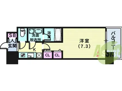 スプランディッド神戸北野(1K/10階)の間取り写真