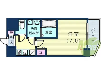 ファステート神戸アモーレ(1K/6階)の間取り写真