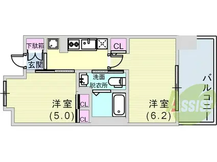 エステムプラザ神戸西Ⅴミラージュ(2K/10階)の間取り写真