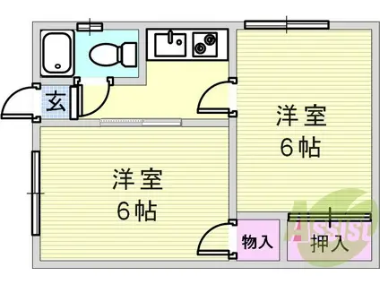 甲南荘(2K/1階)の間取り写真