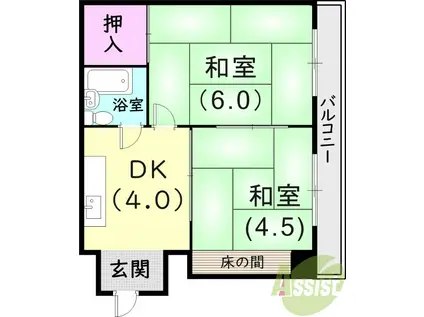 前田ビル(2DK/4階)の間取り写真