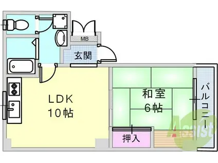 ファミール兵庫(1LDK/3階)の間取り写真
