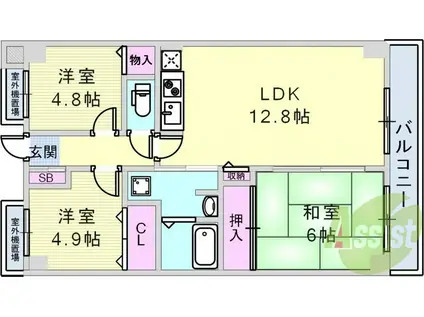 プランドール兵庫駅南通(3LDK/3階)の間取り写真