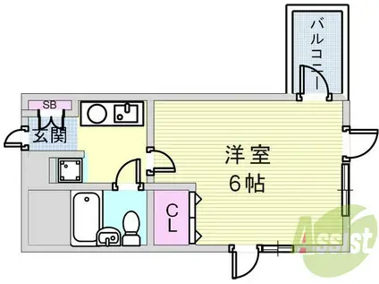 レディース10MIKO(1K/2階)の間取り写真