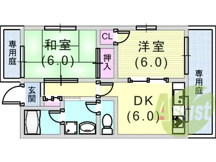 みどりハイツ(2DK/1階)の間取り写真