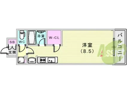 アスヴェル神戸駅前(ワンルーム/8階)の間取り写真