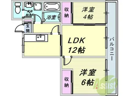 昭和レジデンス(2LDK/2階)の間取り写真