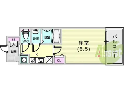 プレサンス神戸元町(1K/3階)の間取り写真