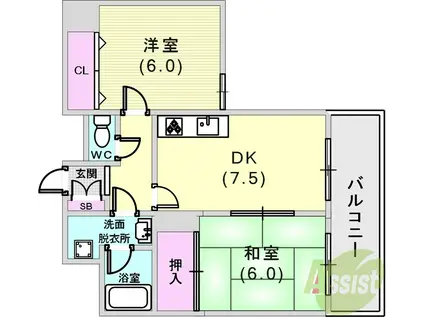 サンコート荒田(2DK/3階)の間取り写真