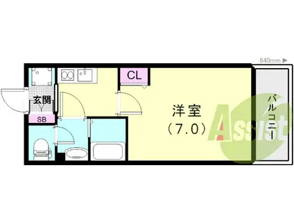 セレニテ神戸西クレア(1K/4階)の間取り写真