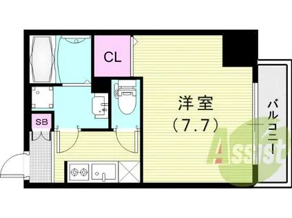 レジデンス神戸レガーロ(1K/7階)の間取り写真
