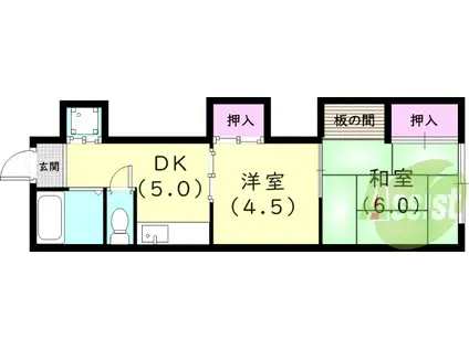 増谷文化(2DK/1階)の間取り写真