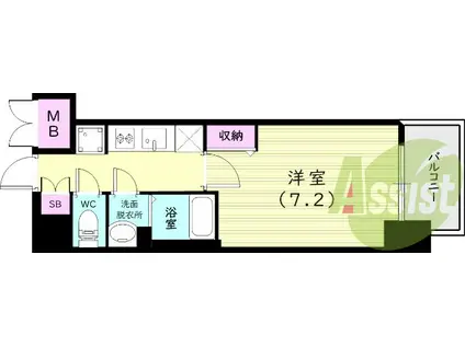 プレサンス兵庫ヴィアーレ(1K/5階)の間取り写真
