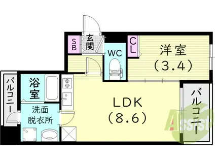 SDグランツ神戸ウエスト(1LDK/5階)の間取り写真