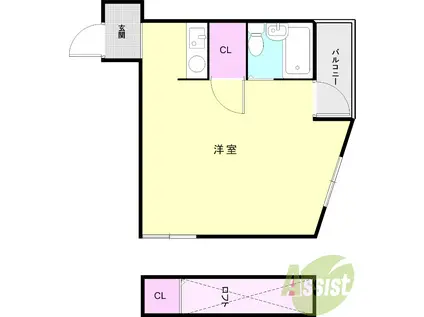 JPアパートメント神戸(ワンルーム/3階)の間取り写真