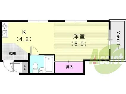 KMSコート(ワンルーム/4階)の間取り写真