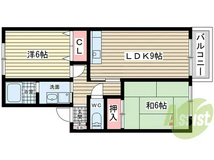 ヒルズ大谷Ⅱ(2LDK/2階)の間取り写真