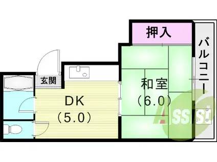 阪急堂パレス(1DK/3階)の間取り写真