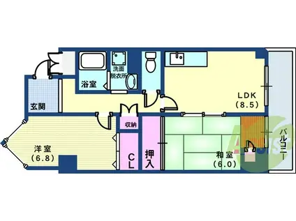 オーシャンビュー神戸(2DK/3階)の間取り写真
