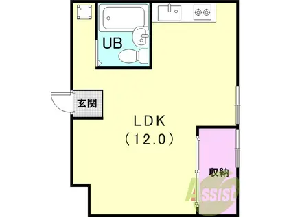 鶯橋マンション(1DK/3階)の間取り写真