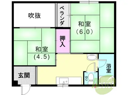 中野マンション(2DK/5階)の間取り写真