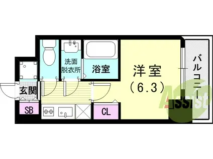 ファステート神戸コンチェール(1K/6階)の間取り写真