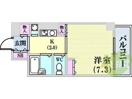 ブルームライフ兵庫(1K/8階)の間取り写真