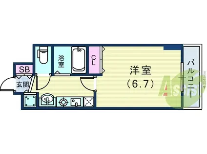 スワンズ神戸三宮イースト(1K/5階)の間取り写真