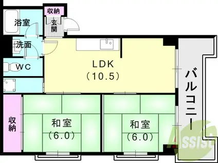 第2神戸サンクレバー(2LDK/5階)の間取り写真