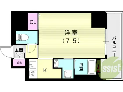 MJC神戸ブレイヴ(1K/7階)の間取り写真