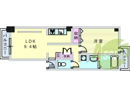 東海道本線 甲子園口駅 徒歩13分 4階建 築52年(1LDK/1階)の間取り写真
