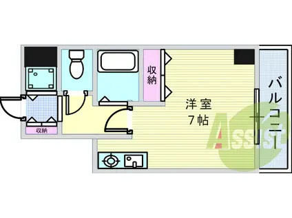 阪急電鉄神戸線 西宮北口駅 徒歩3分 8階建 築25年(ワンルーム/4階)の間取り写真