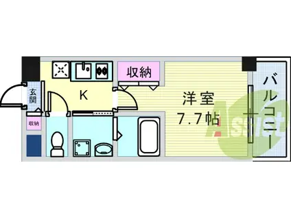 阪神電鉄本線 鳴尾・武庫川女子大前駅 徒歩5分 5階建 築7年(1K/1階)の間取り写真