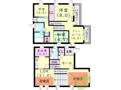 阪急電鉄甲陽線 甲陽園駅 徒歩4分 2階建 築16年(3LDK)の間取り写真