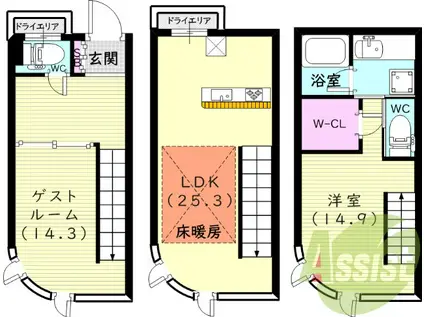 阪急電鉄甲陽線 甲陽園駅 徒歩4分 3階建 築16年(2LDK)の間取り写真