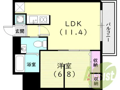 阪急電鉄今津線 門戸厄神駅 徒歩3分 3階建 築17年(1LDK/2階)の間取り写真