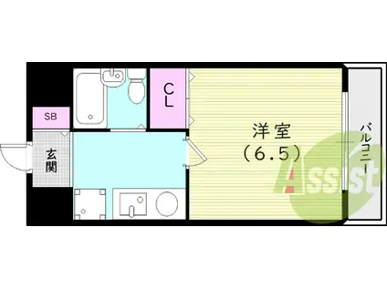 東海道本線 甲子園口駅 徒歩6分 5階建 築31年(1K/1階)の間取り写真