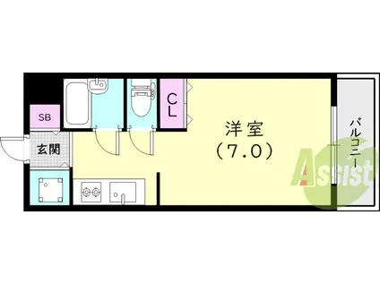 東海道本線 甲子園口駅 徒歩4分 4階建 築40年(ワンルーム/2階)の間取り写真