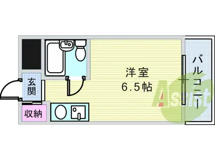 阪急電鉄甲陽線 苦楽園口駅 徒歩5分 4階建 築41年(ワンルーム/2階)の間取り写真