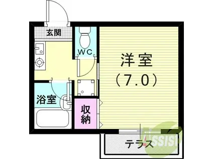 阪神電鉄本線 香櫨園駅 徒歩5分 2階建 築29年(1K/1階)の間取り写真