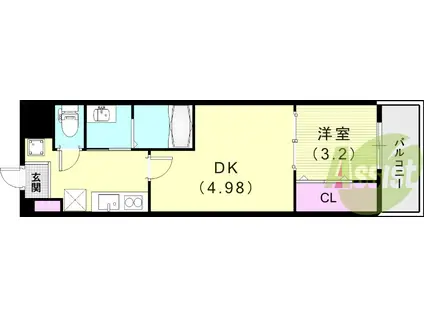 阪急電鉄今津線 甲東園駅 徒歩22分 3階建 築1年(1DK/1階)の間取り写真